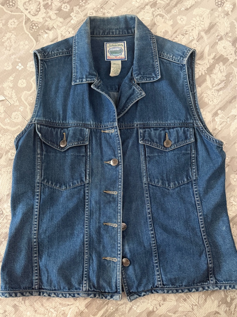 St. John's Bay Vintage Denim Button up Vest  - Blue
